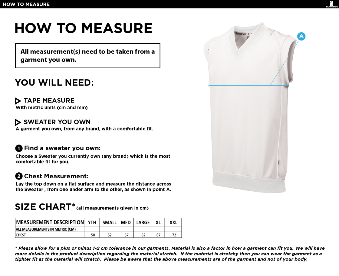 Cleckheaton CC - Ergo Sleeveless Sweater - Size Guide