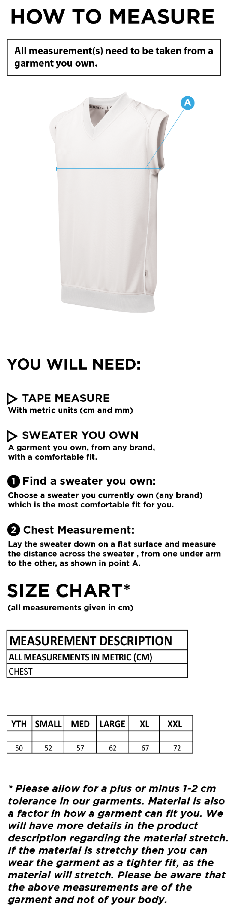 Cleckheaton CC - Ergo Sleeveless Sweater - Size Guide